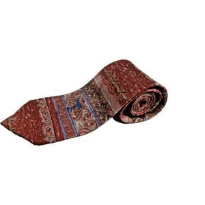 VTG Bill Blass Mens All Silk Paisley Tie Burgundy and Brown Pattern